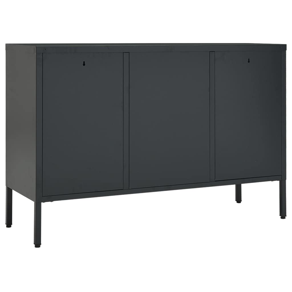 FAMIROSA Modern Steel Sideboard Cabinet - 3 Drawers & 2 Adjustable Shelves Metal Storage Organizer, 41.3