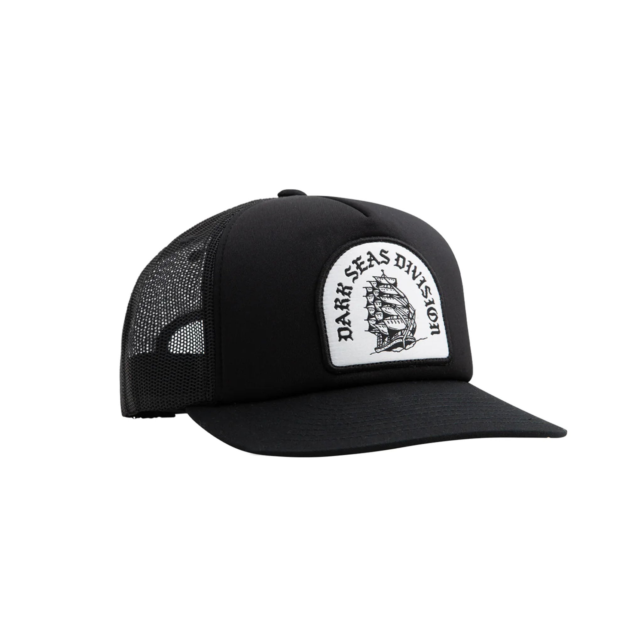 Dark Seas Clipper Men's Hat - Black Adjustable Baseball Cap for Outdoor Activities, Fishing & Hiking