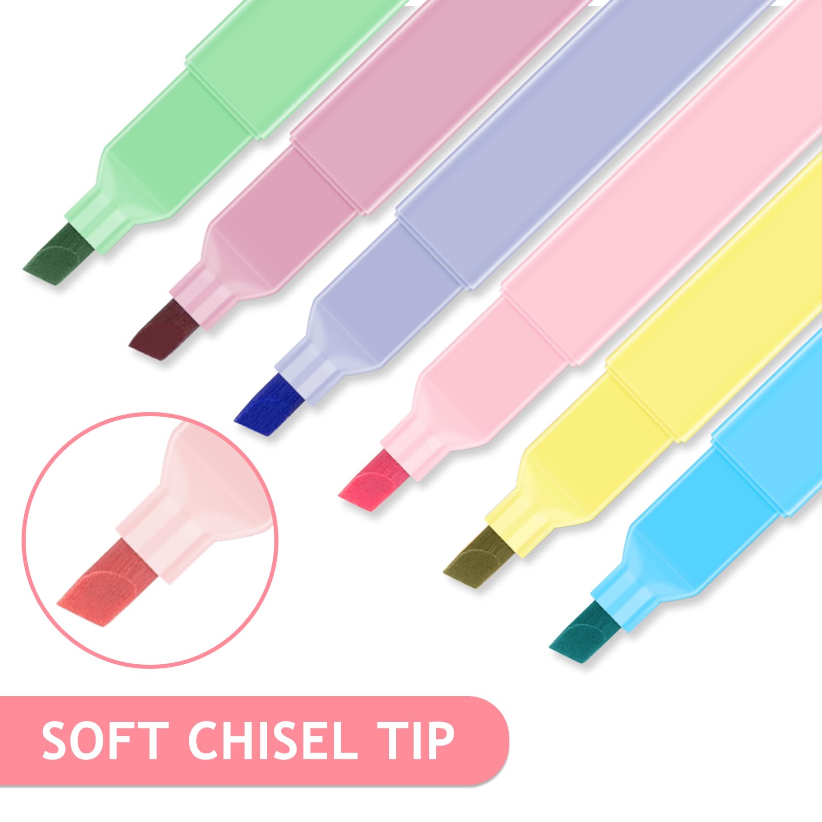 Pastel Highlighters 20 Colors - No Bleed Bible Pens for School & Study