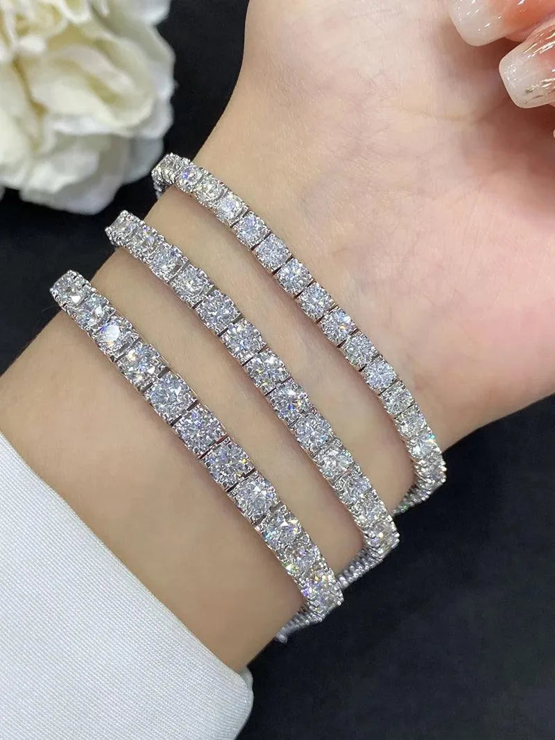 18K White Gold Diamond Bracelet for Women - Real Natural Diamonds, Luxury Full DriIl Wedding & Party Jewelry - Perfect for Anniversaries, Engagements & Special Occasions