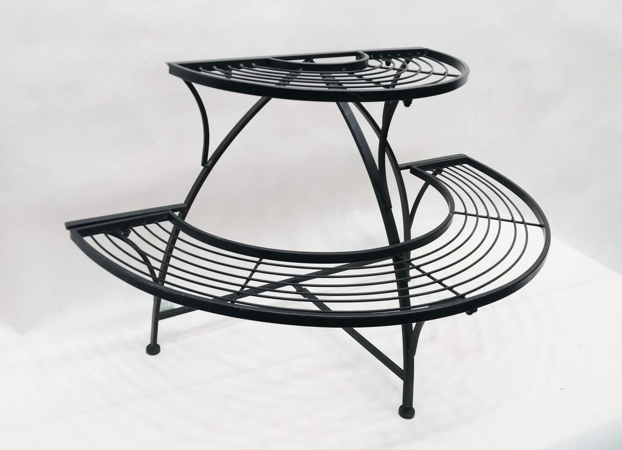 Hi-Line Gift Black Semi-Circle Plant Stand - Decorative Display Shelf for Indoor Plants, Home Decor & Office Decor | Perfect for Succulents, Small Potted Plants & Home Organization