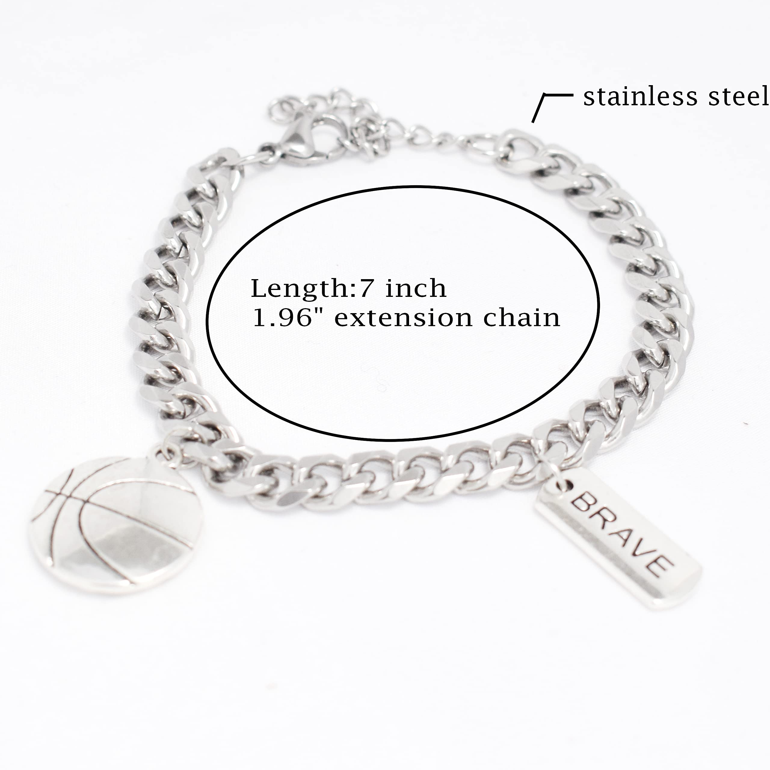Basketball Bracelet for Men & Women - Stainless Steel Sport Jewelry Gift for Players & Teens - Perfect for Games & Gifts