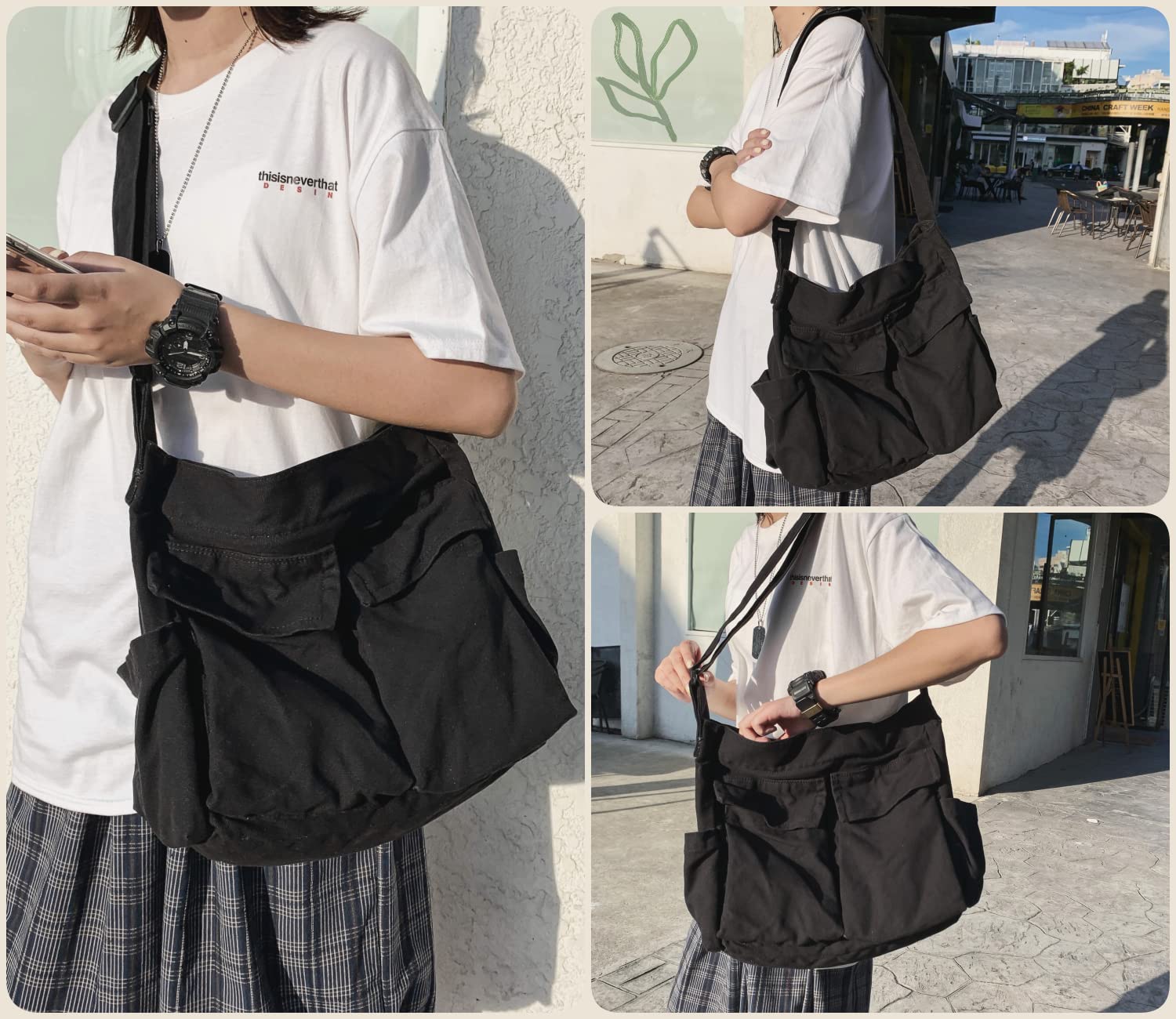 Stylish Unisex Canvas Hobo Crossbody Shoulder Bag - Casual Tote Purse for Women & Men | Perfect for Work, Travel & Everyday Use