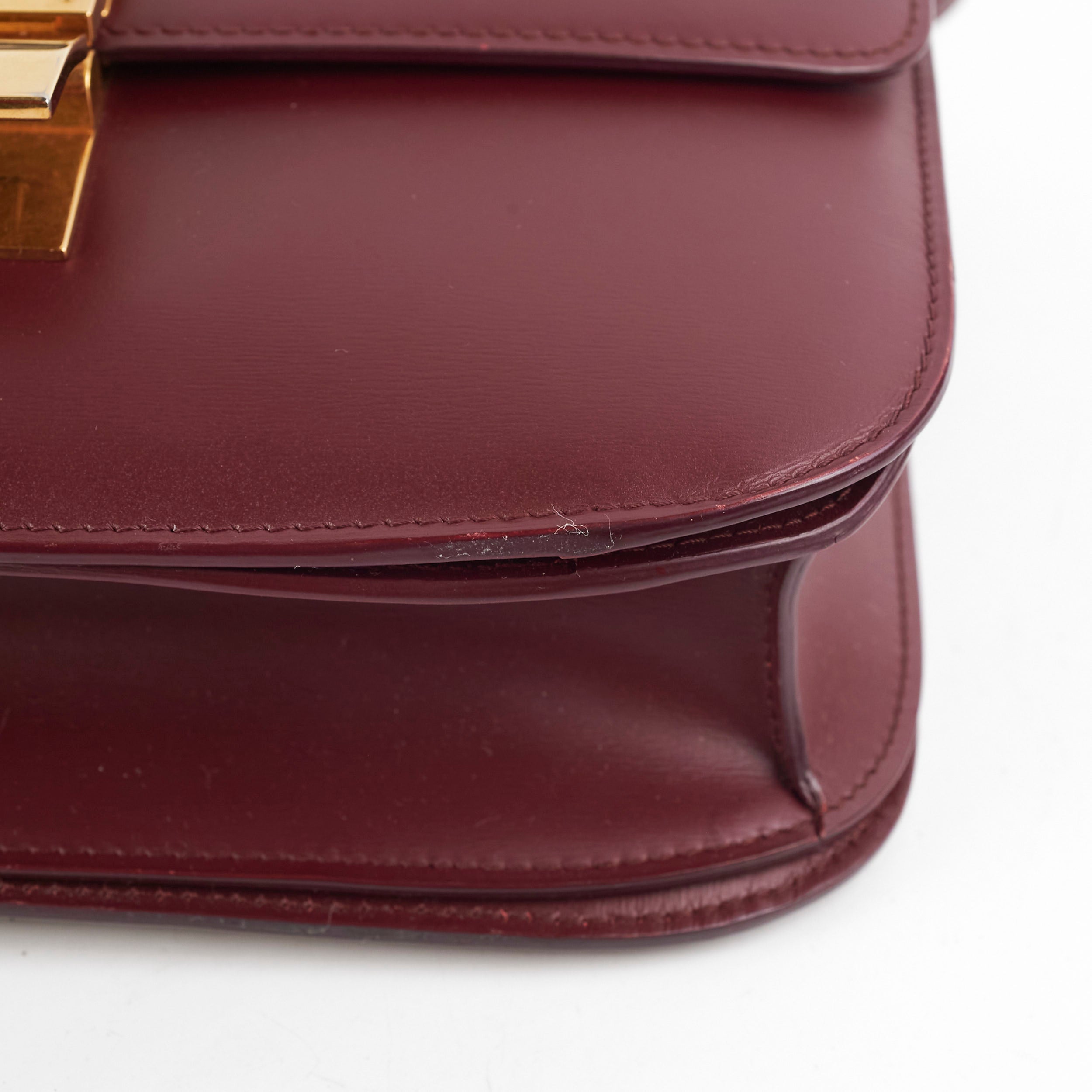 Celine Medium Box Burgundy Leather Crossbody Bag for Women | Luxury Shoulder Handbag | Perfect for Work, Travel & Evening Out