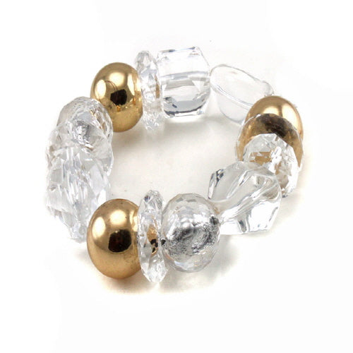 CCB & HOMAICA Adjustable Crystal Clear Beaded Bracelet for Women - Elegant Stretch Glass Pearl Jewelry Gift for Birthday, Anniversary, Party & Everyday Wear