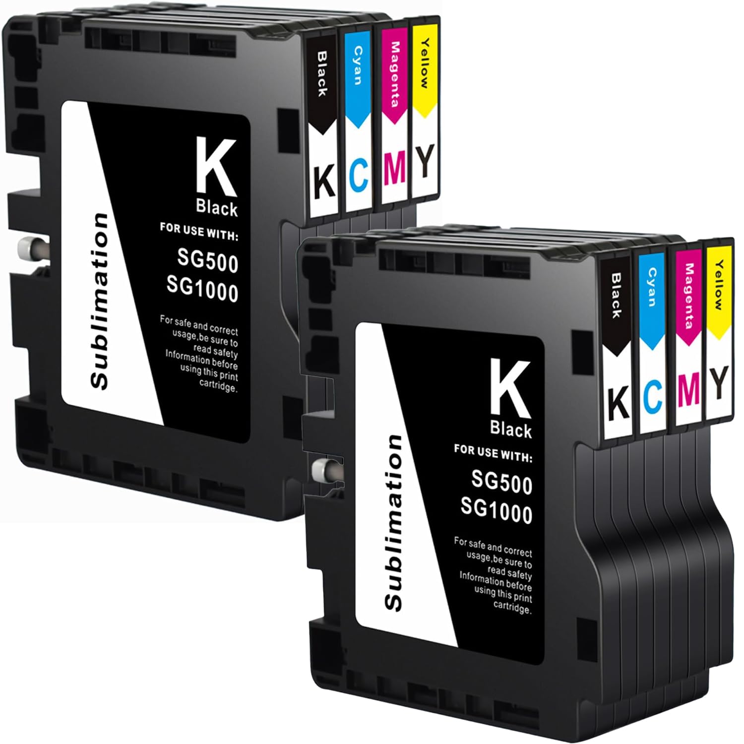 Sawgrass SG500 & SG1000 Printer Sublimation Ink Cartridges - 8-Pack (2 Black, 2 Cyan, 2 Magenta, 2 Yellow) - High-Quality Dye Sublimation Ink for T-Shirts, Mugs & Custom Gifts