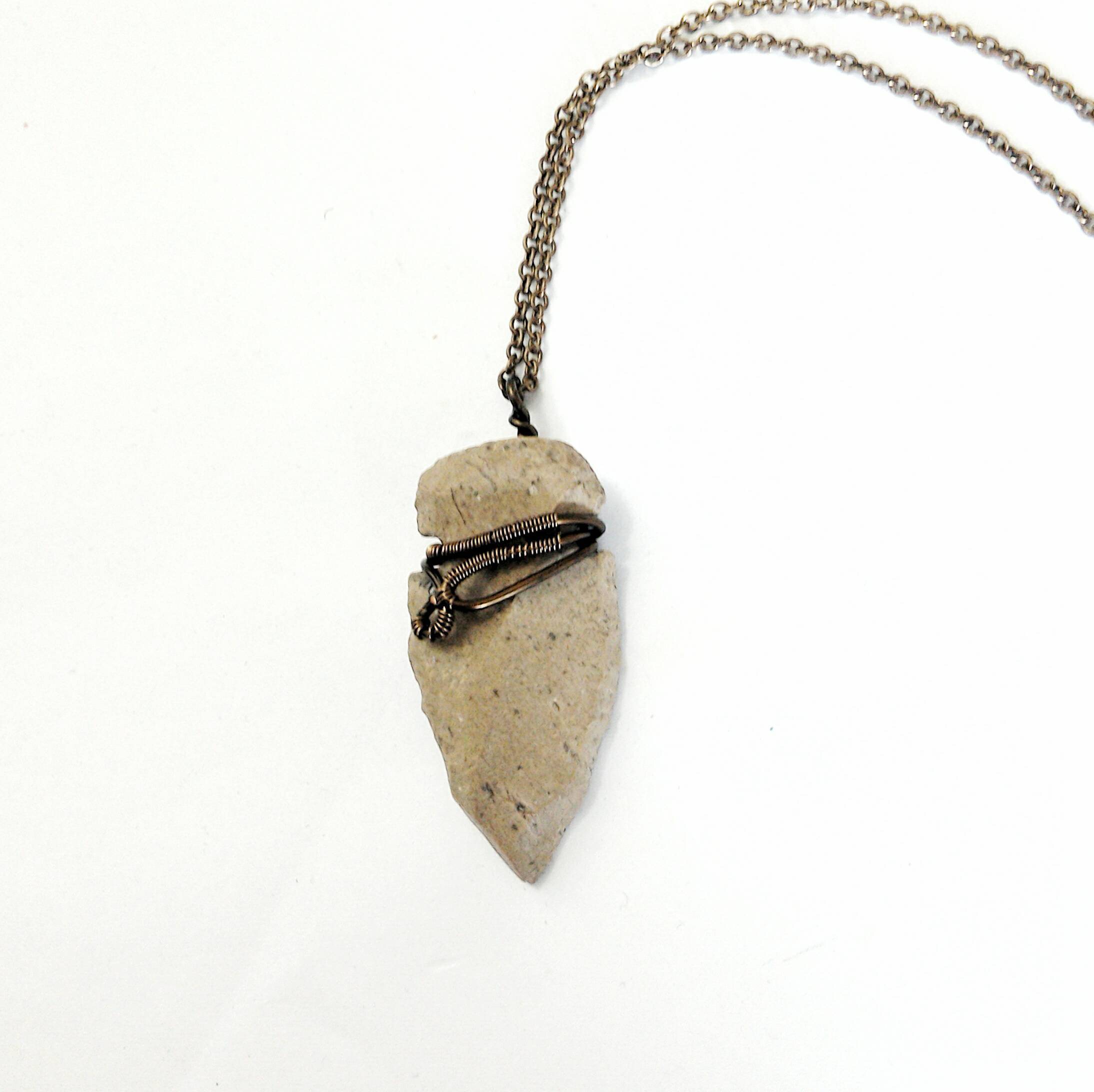 Original Flint Arrowhead Necklace - Handcrafted Antique Bronze Wire Pendant Jewelry for Men & Women | Perfect for Outdoor Enthusiasts, Nature Lovers & Unique Gift Giving