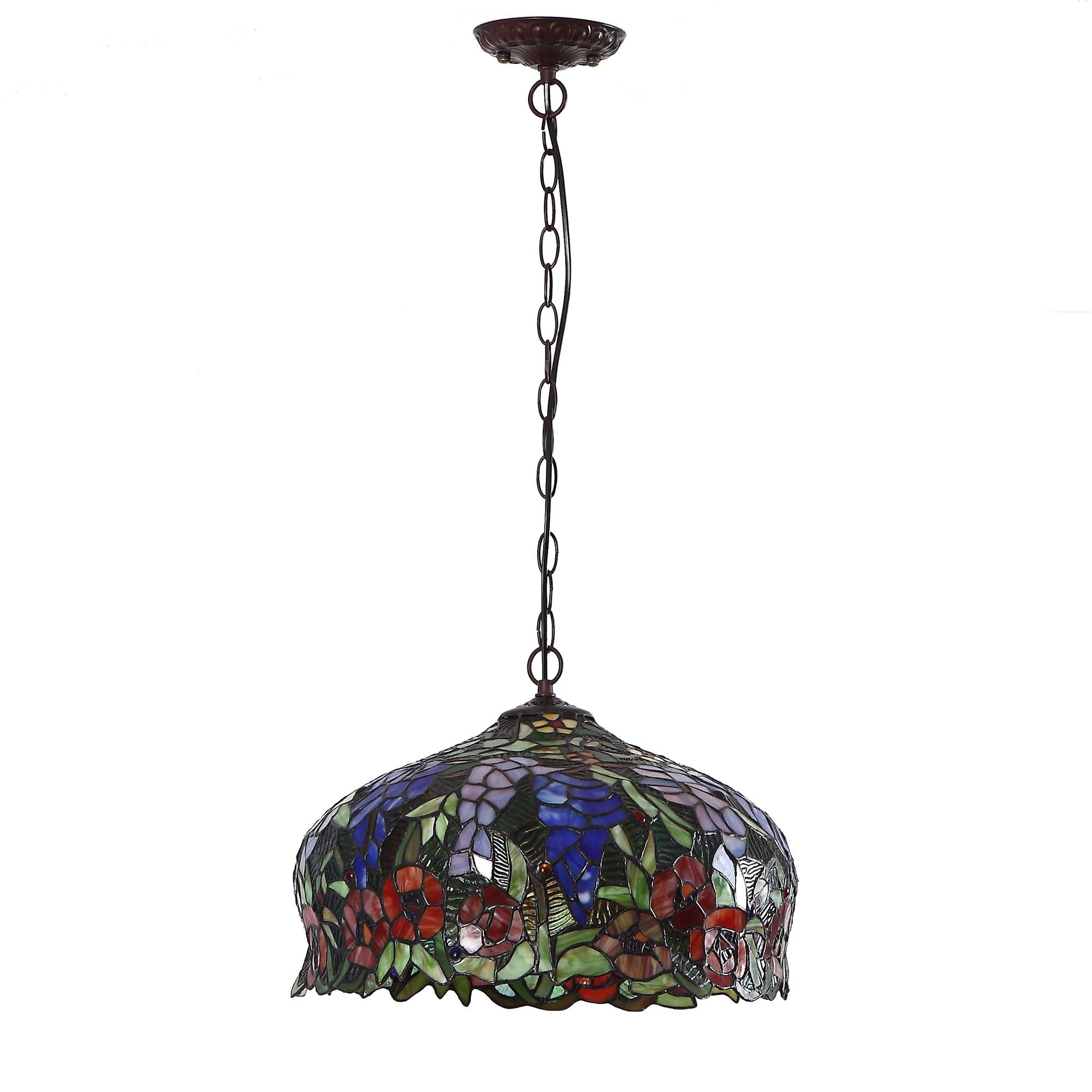 Bieye L10557 Tiffany Style Stained Glass Ceiling Pendant Light - 16