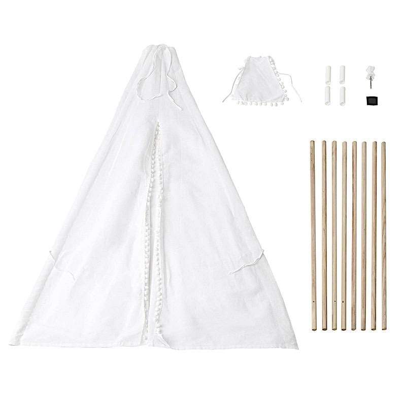 White Kids Teepee Play Tent with Window - Indoor Outdoor Playhouse for Children's Pretend Play, Reading Nook & Birthday Parties