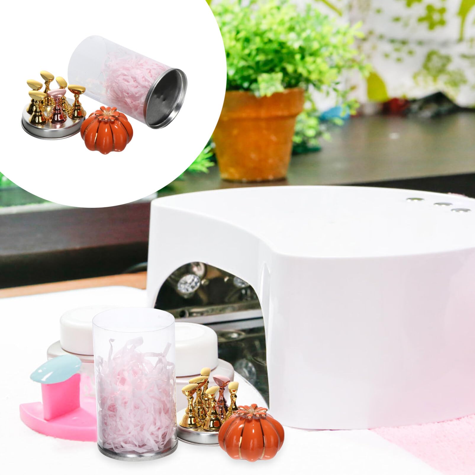 EXCLUZO 1 Set Fake Nail Holder - Nail Tip Practice Base Racks for Training & Display, Cute Pumpkin-Shaped Nail Stands - Perfect for Nail Salon Supplies & DIY Manicure Practice at Home or Professional Use