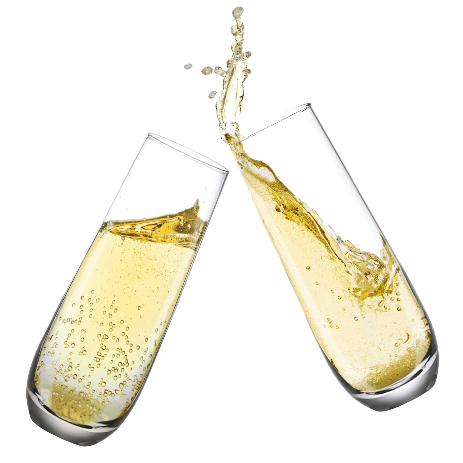 Premium Hand Blown Crystal Stemless Champagne Flutes Set of 4 - 10.2oz Elegant Prosecco, Cocktail & Mimosa Glasses for Wedding, Party & Home Bar Entertaining