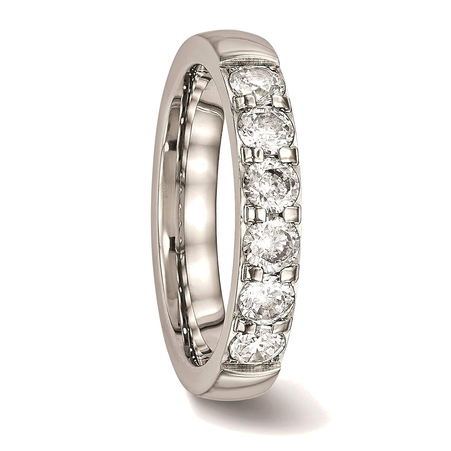 Bonyak Stainless Steel Polished CZ 4.00mm Wedding Band Ring - Size 10 for Men & Women - Durable & Hypoallergenic Jewelry for Everyday Wear, Anniversary Gifts & Special Occasions