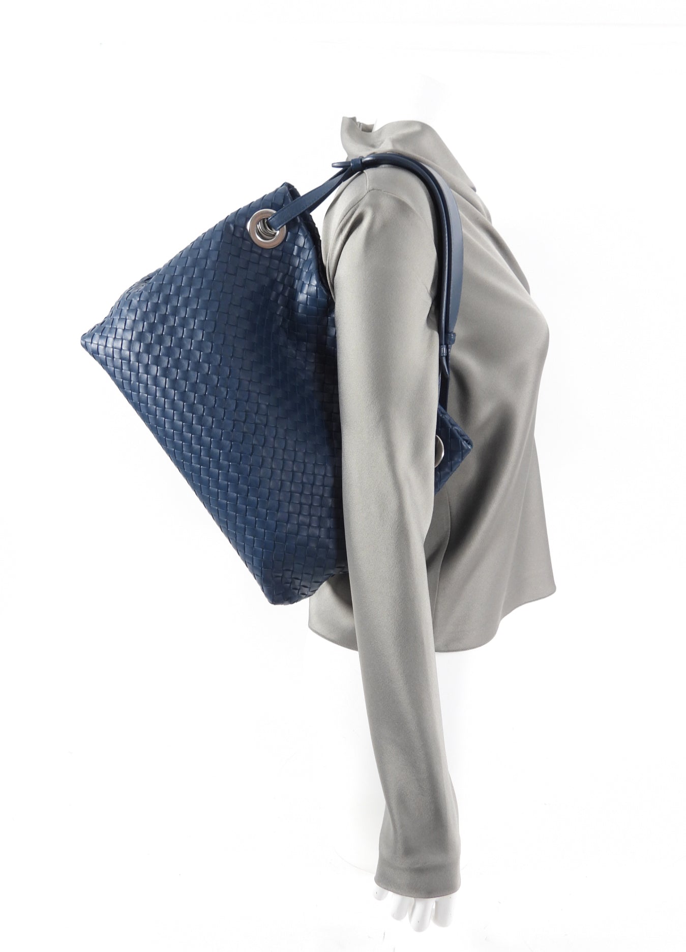 Bottega Veneta Dark Teal Blue Intrecciato Leather Garda Tote Bag - Luxury Designer Handbag for Women, Perfect for Work, Travel & Everyday Use