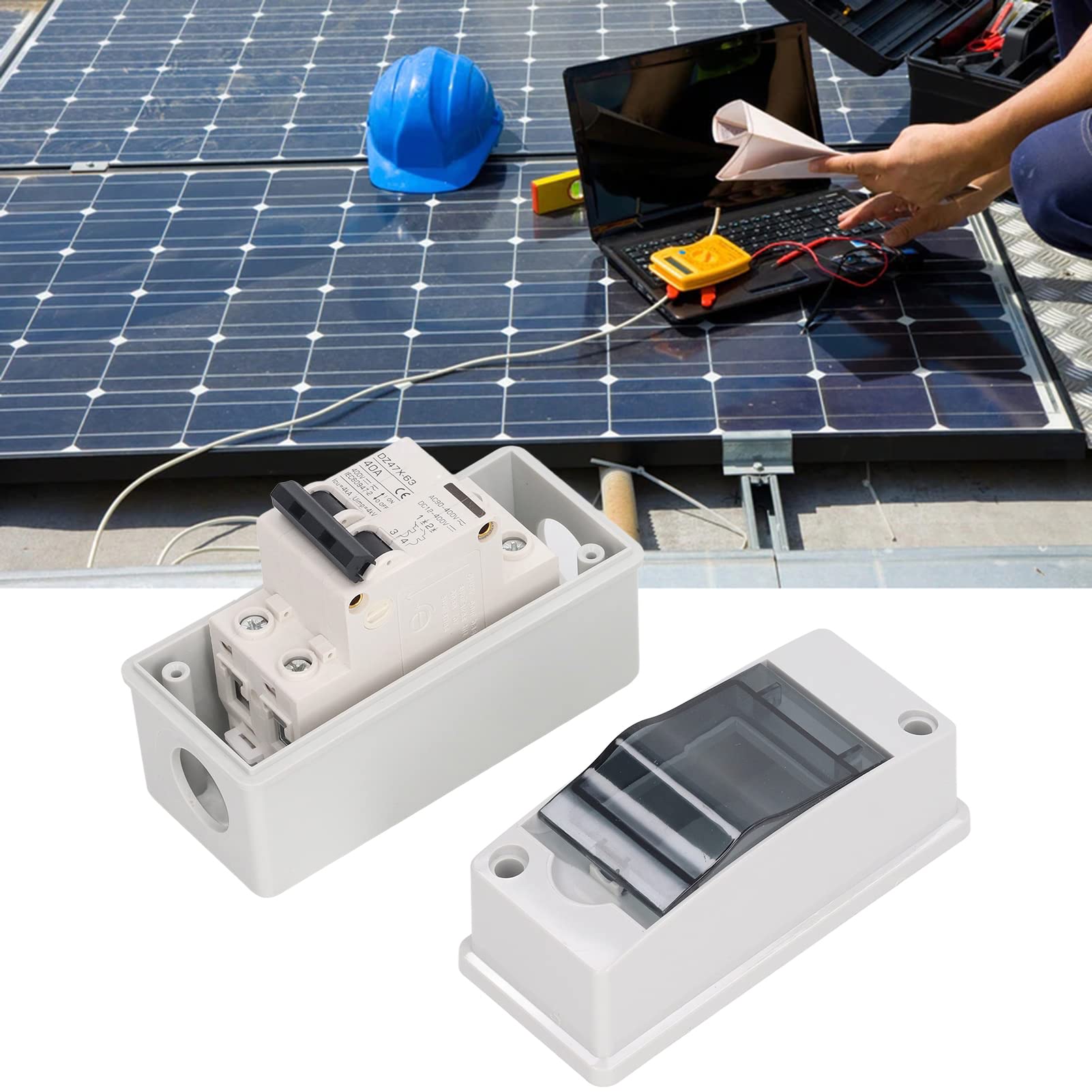 PV DC Solar Disconnect Switch 2P 40A - Waterproof Miniature Circuit Breaker & Solar Isolator for Off-Grid Systems, Solar Panels, and RV Power Supply