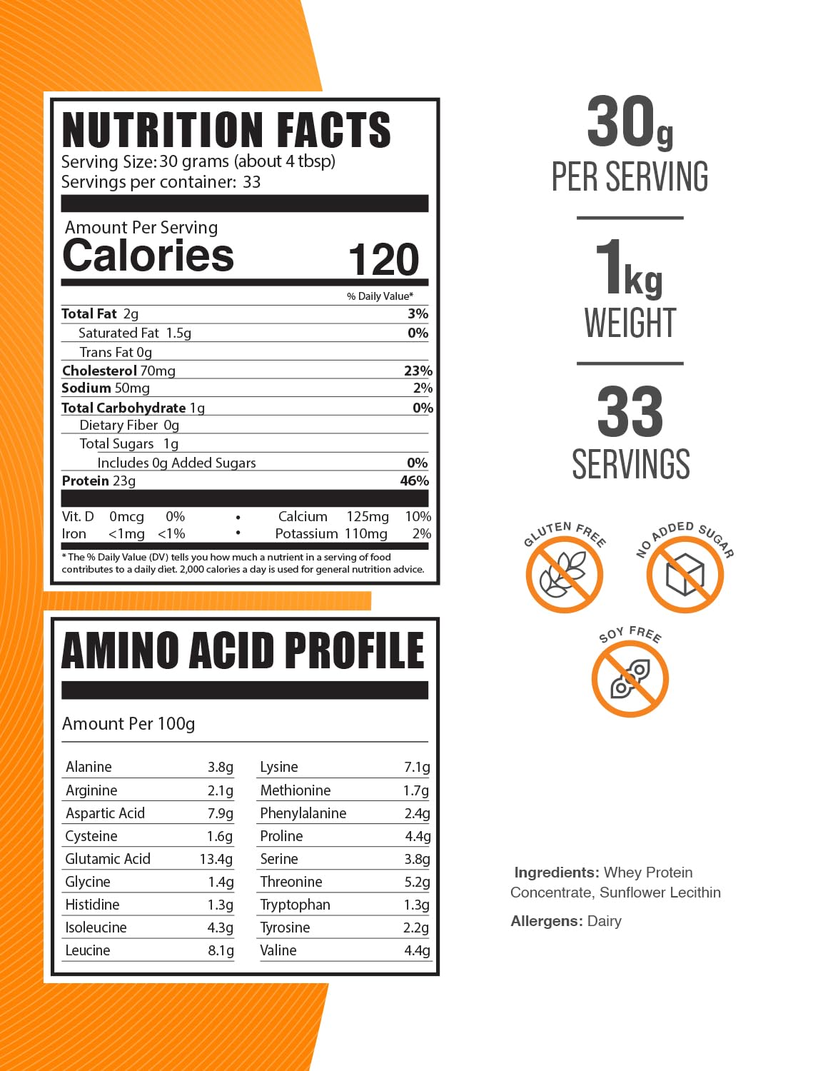 BulkSupplements Pure Whey Protein Concentrate Powder - Unflavored, Unsweetened, Gluten Free Protein Supplement - 30g per Serving, 1kg (2.2 lbs) - Ideal for Muscle Recovery, Post-Workout & Baking Recipes