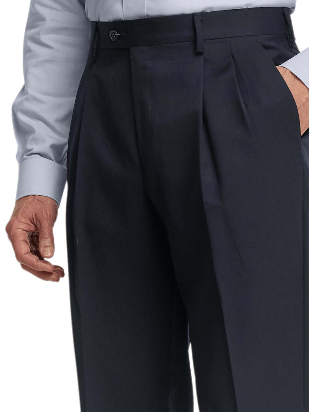 Premium Wool Gabardine Dress Pants for Men - Classic Dark Navy Color - Perfect for Business, Office & Formal Occasions