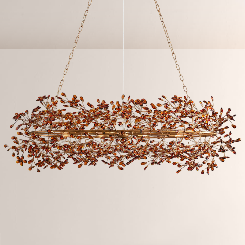 Elegant Fiore Oval Chandelier - Modern Crystal Ceiling Light Fixture for Dining Room, Bedroom & Living Room Decor | Dimmable LED Lighting for Home & Office