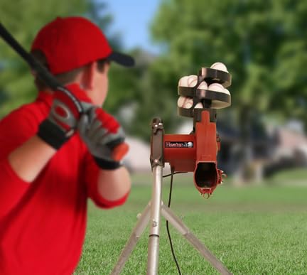 Heater Sports Junior Baseball Pitching Machine - Portable & Adjustable Speed/Angle for Kids Batting Practice | Youth Baseball Training Equipment for Backyard, Field & Team Drills