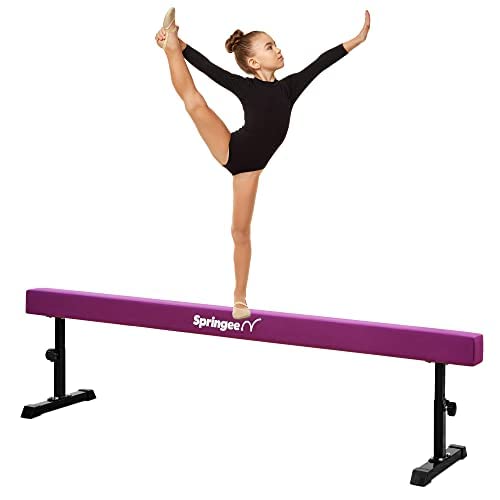 8 ft Adjustable Balance Beam for Gymnastics Training at Home - Solid Suede Professional Gymnastics Equipment with Dual Locking System for Stability & Safety - Perfect Gift for Boys & Girls - Ideal for Home Practice, Backyard Training & Gymnastics Studio Use