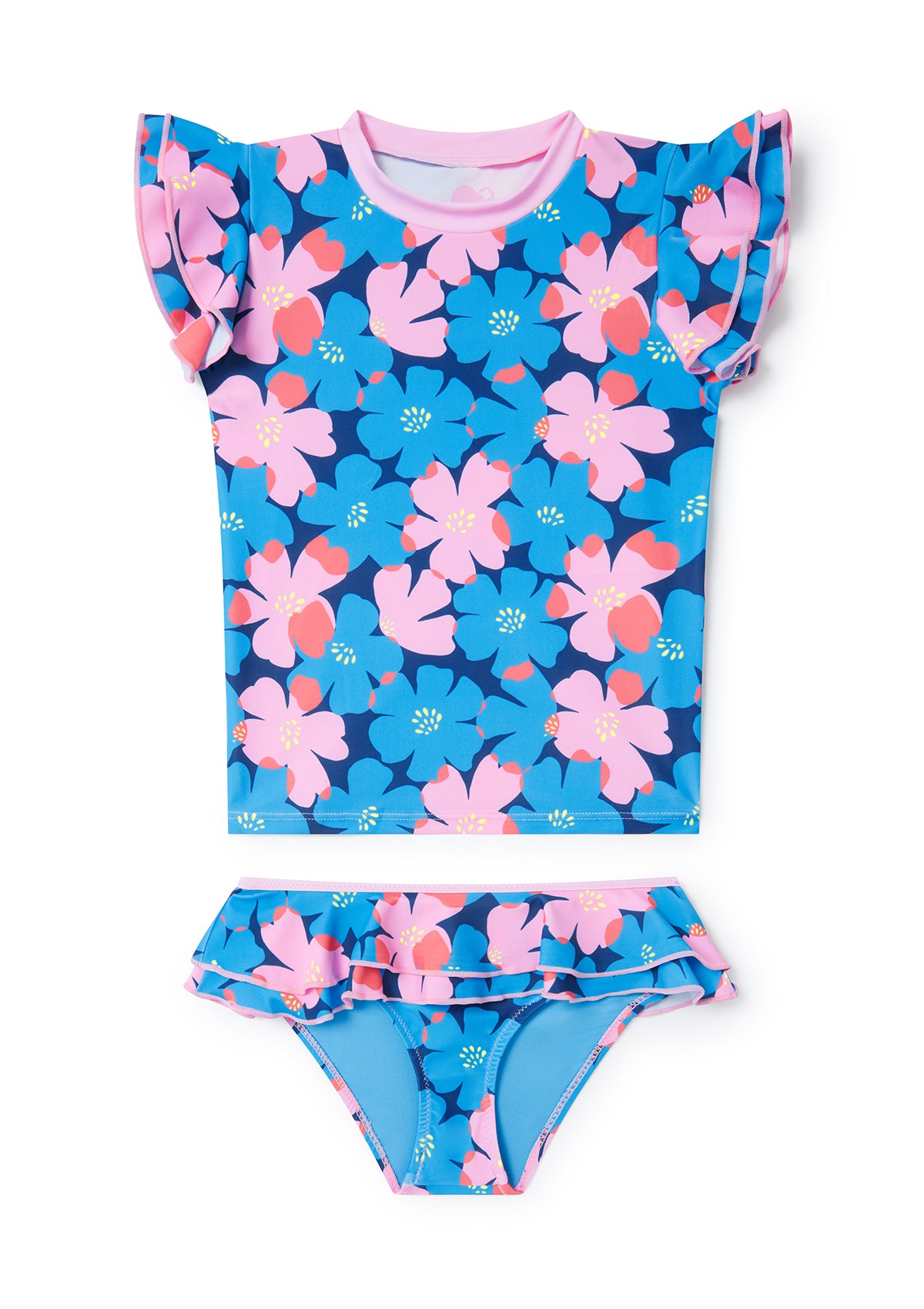 Sully Floral Little Girls Rash Guard & Matching Mother Daughter Swimwear Set - UV Protection for Beach, Pool & Family Vacations