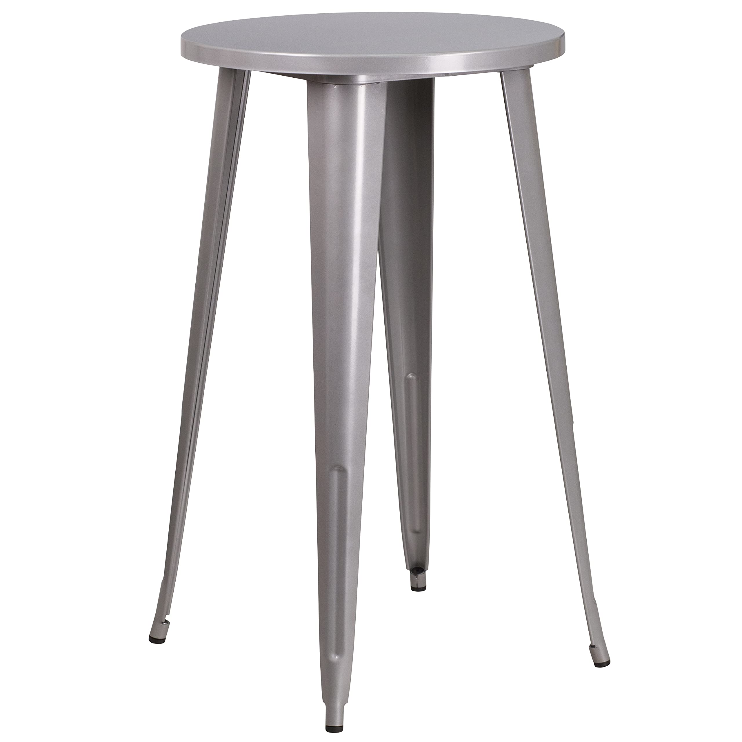 Merrick Lane Giosetta 5-Piece Bar Table Set - Silver Powder-Coated Metal Frame with 24
