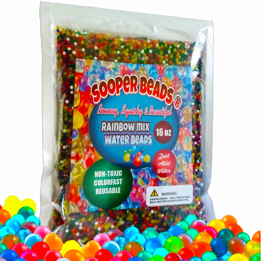 **50,000 Sooper Beads Water Gel Beads - Rainbow Mix for Vase Fillers, Floating Pearls, Candle Making, Wedding & Christmas Decorations | Floral Arrangement, Sensory Play, Home & Party Decor**
