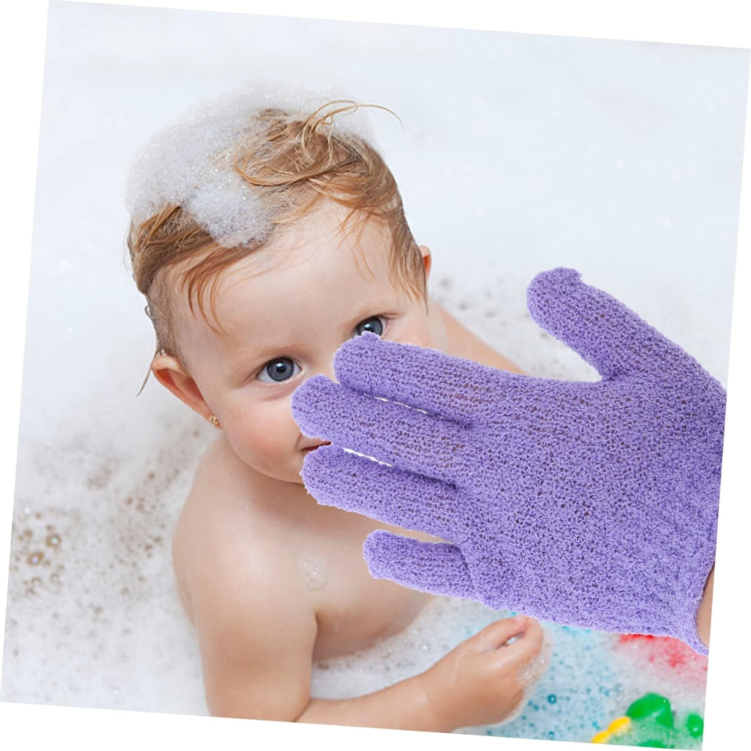 Exfoliating Bath Mitt Gloves - 2 Pairs Pink, Dead Skin Cell Remover & Body Whitening Scrubber for Shower & Spa | Perfect for Sensitive Skin & Dry Brushing Routine