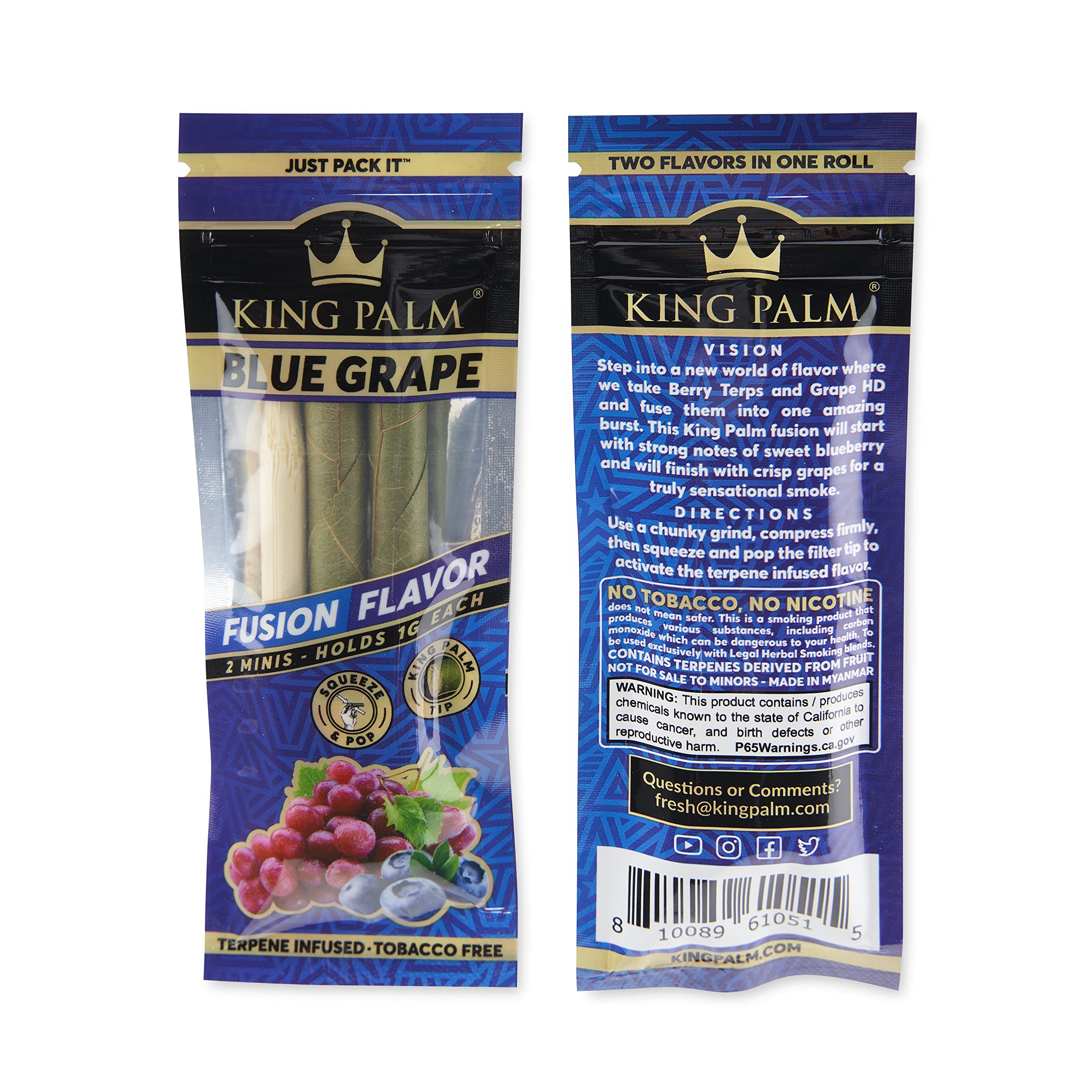 **King Palm Mini Pre-Rolled Cones - 4 Packs (8 Cones) | Organic, Natural Leaf, Slow Burn | Perfect for Travel, Parties & Relaxation**