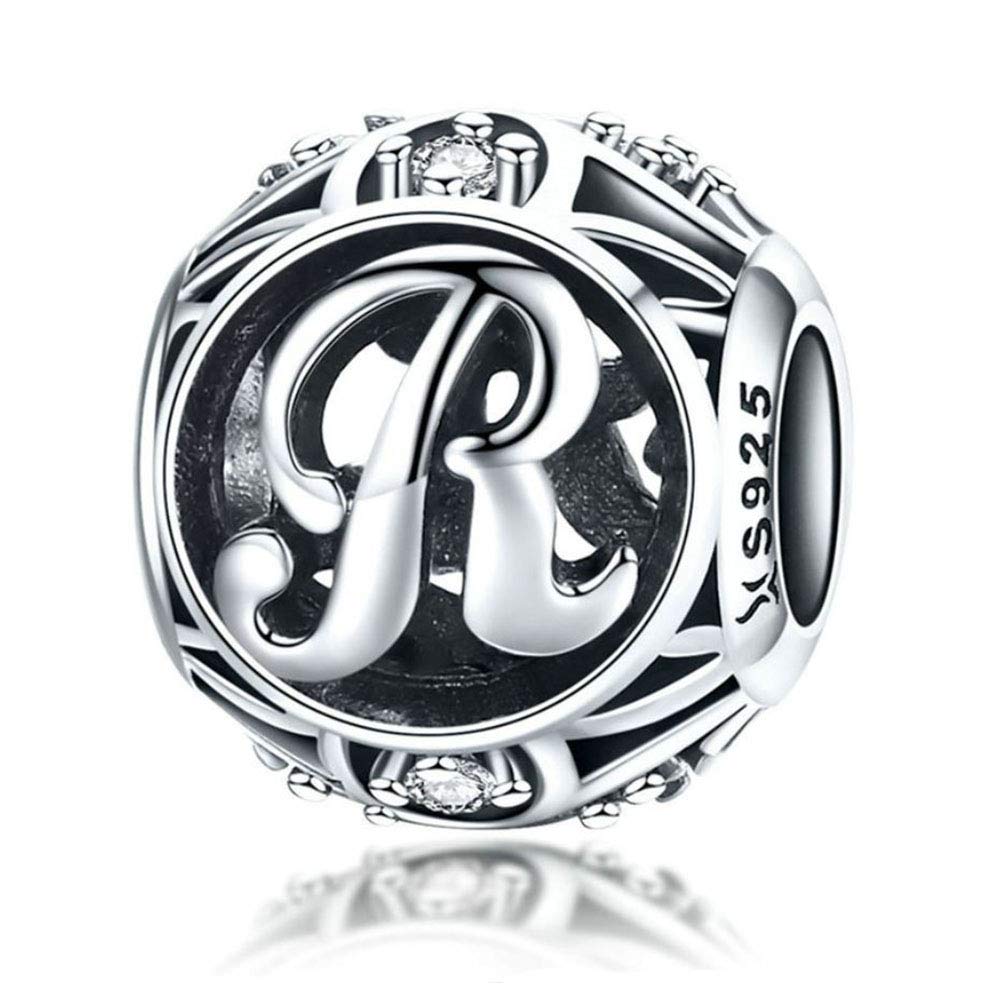 Personalized Initial Letter Charms for Women - A-Z Sterling Silver Alphabet Beads for Bracelets | Perfect for Birthday, Anniversary, Friendship Gifts & Jewelry Making