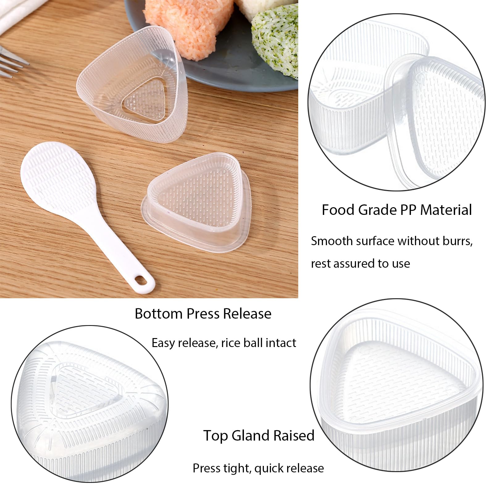 8 Pcs Triangle Rice Ball Maker with Spatula - Onigiri Mold for Sushi, Bento Box & DIY Lunch - Perfect for Kids, Home Cooking & Party Food Prep