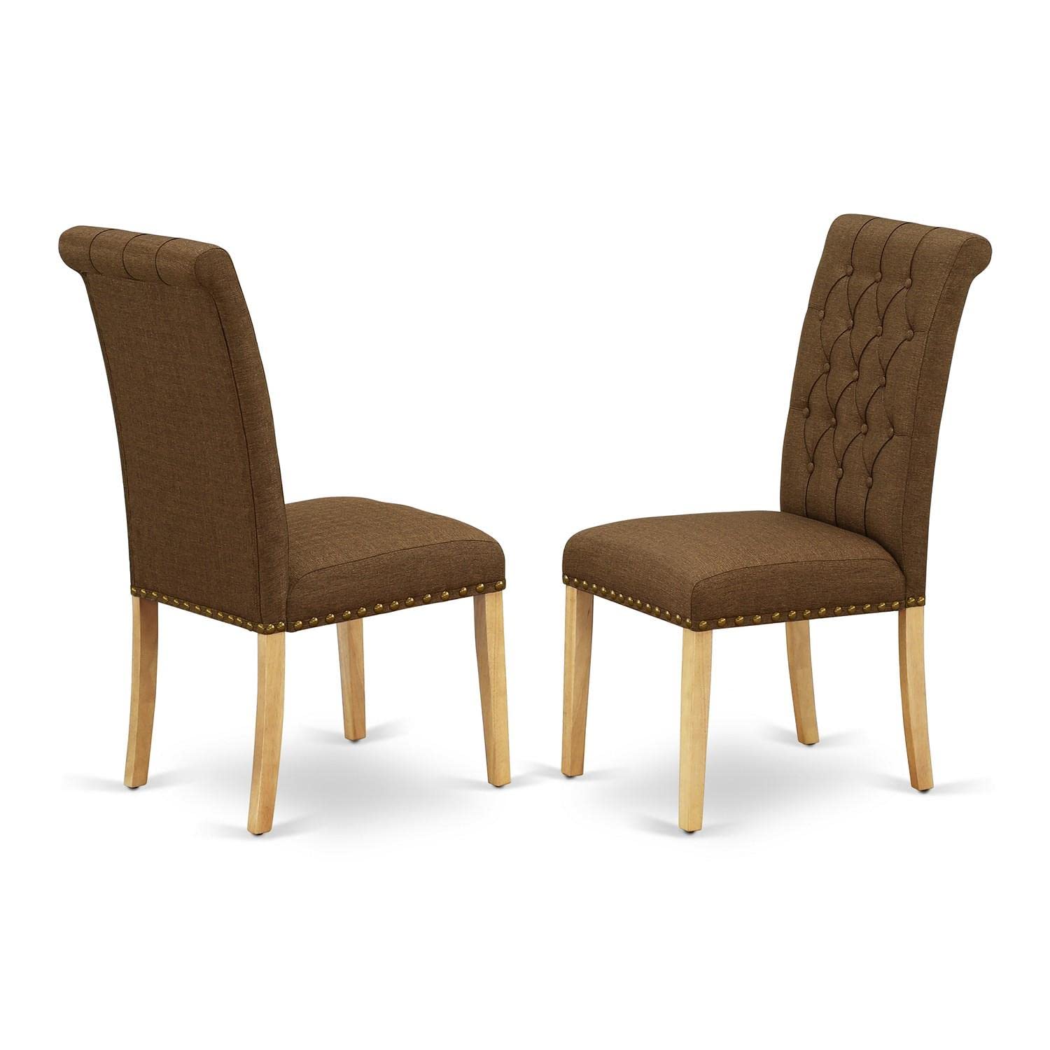 East West Furniture OXBR3-OAK-18 3-Piece Small Space Dinette Set with Square Table & 2 Brown Linen Upholstered Chairs, 36x36 Inch, Oak - Perfect for Apartments, Breakfast Nooks & Cozy Dining Areas