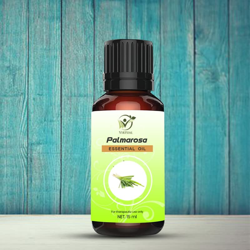 Pure Palmarosa Essential Oil 15ml - 100% Natural, Undiluted & Therapeutic Grade for Hair Growth, Skin Care & Aromatherapy | Perfect for Diffusers, Massage & DIY Beauty Products