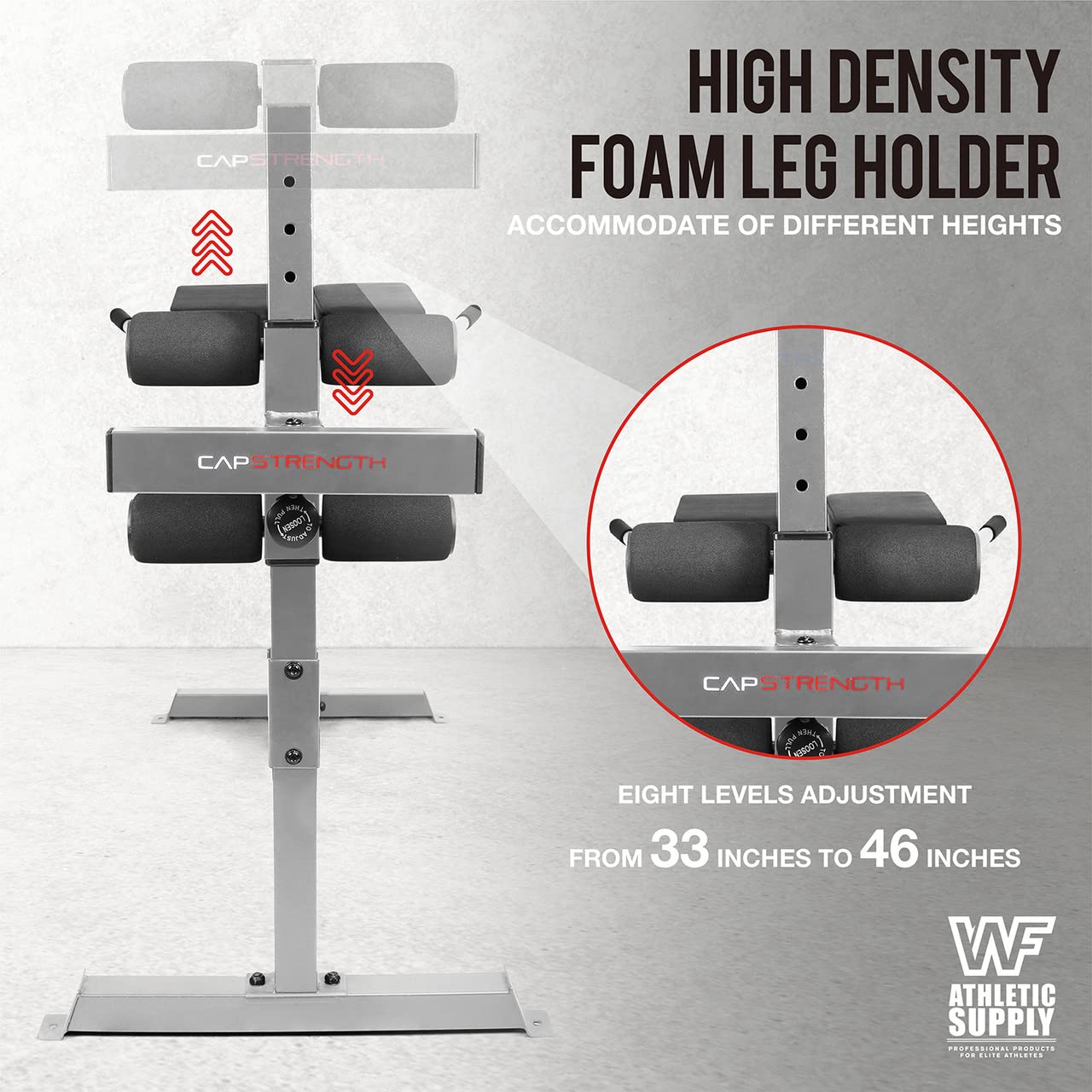 WF Athletic Supply 45/90 Degree Adjustable Roman Chair with Handle - Hyperextension Ab Bench for Core & Back Strength Training - Multi-Functional Fitness Equipment for Home Gym & Full Body Workout - Perfect for Weight Training, Ab Exercises & Strength Building