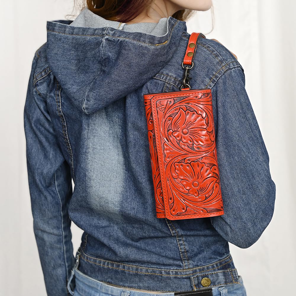 American Darling Clutch - Hand Tooled Genuine Leather Women's Western Handbag Purse - Perfect for Cowgirl Style, Date Night & Country Music Festivals
