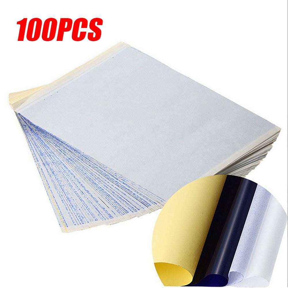 100 Sheets Tattoo Stencil Transfer Paper - Thermal Carbon Tracing Copier for Professional Tattoo Artists - Perfect for Tattoo Design Transfer and Practice (Ideal for Tattoo Studios, Home Practice & Apprentice Training)
