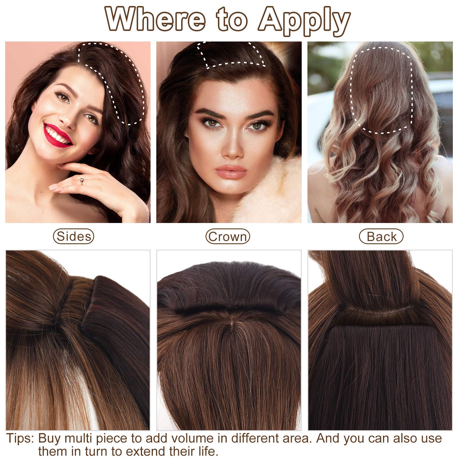 REECHO 8 Inch Clip in Hair Extensions for Women - Thick Hair Topper for Thinning Hair - Black Human Hair Extensions for Volume & Length - Perfect for Daily Wear, Parties & Special Occasions