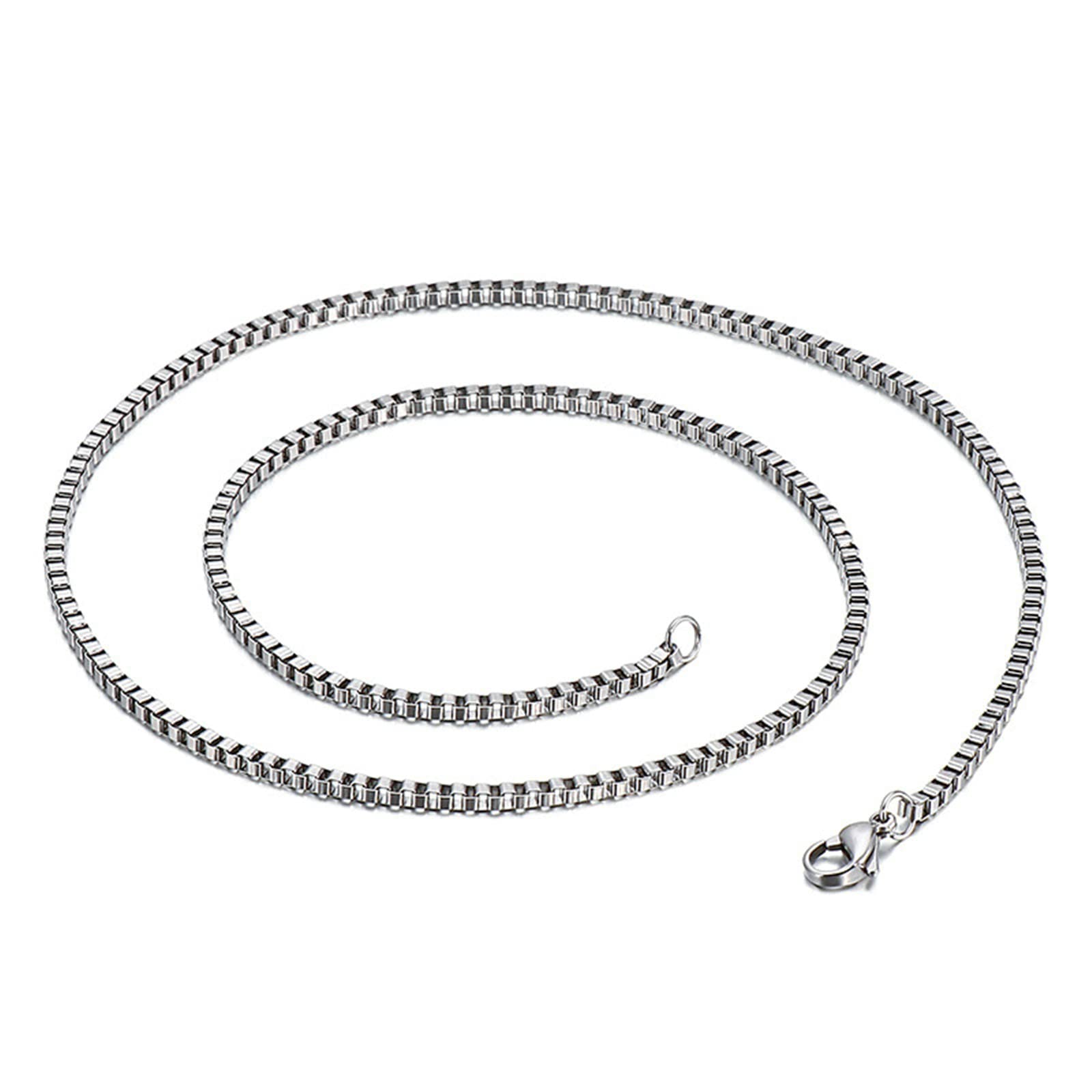 Titanium Box Chain Necklace for Women - Silver Stainless Steel Adjustable 45cm to 71cm - Elegant Jewelry for Everyday Wear, Parties & Gifts