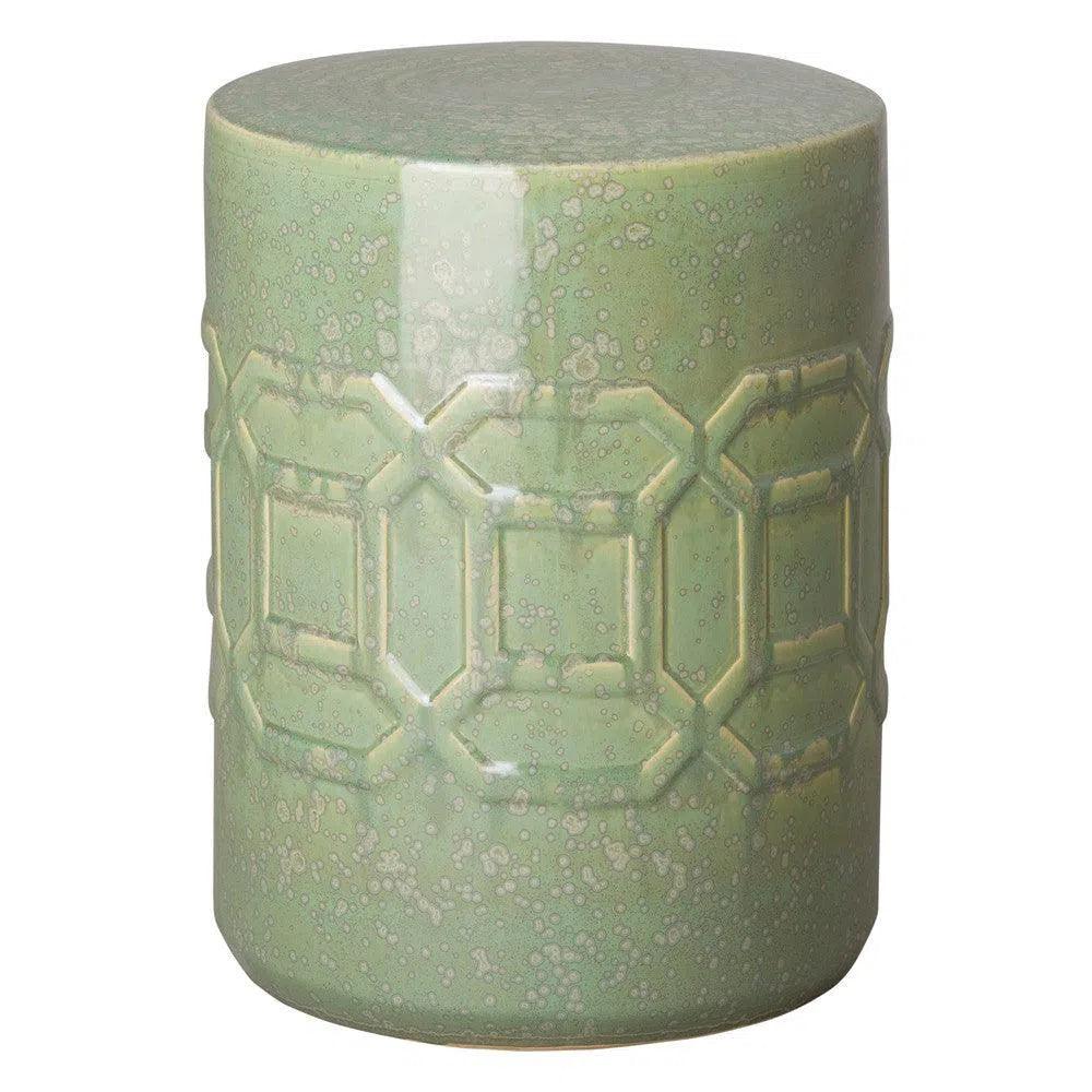 18 Inch Axton Ceramic Outdoor Garden Stool - Weatherproof Patio Seating & Side Table for Backyard, Poolside & Balcony Decor
