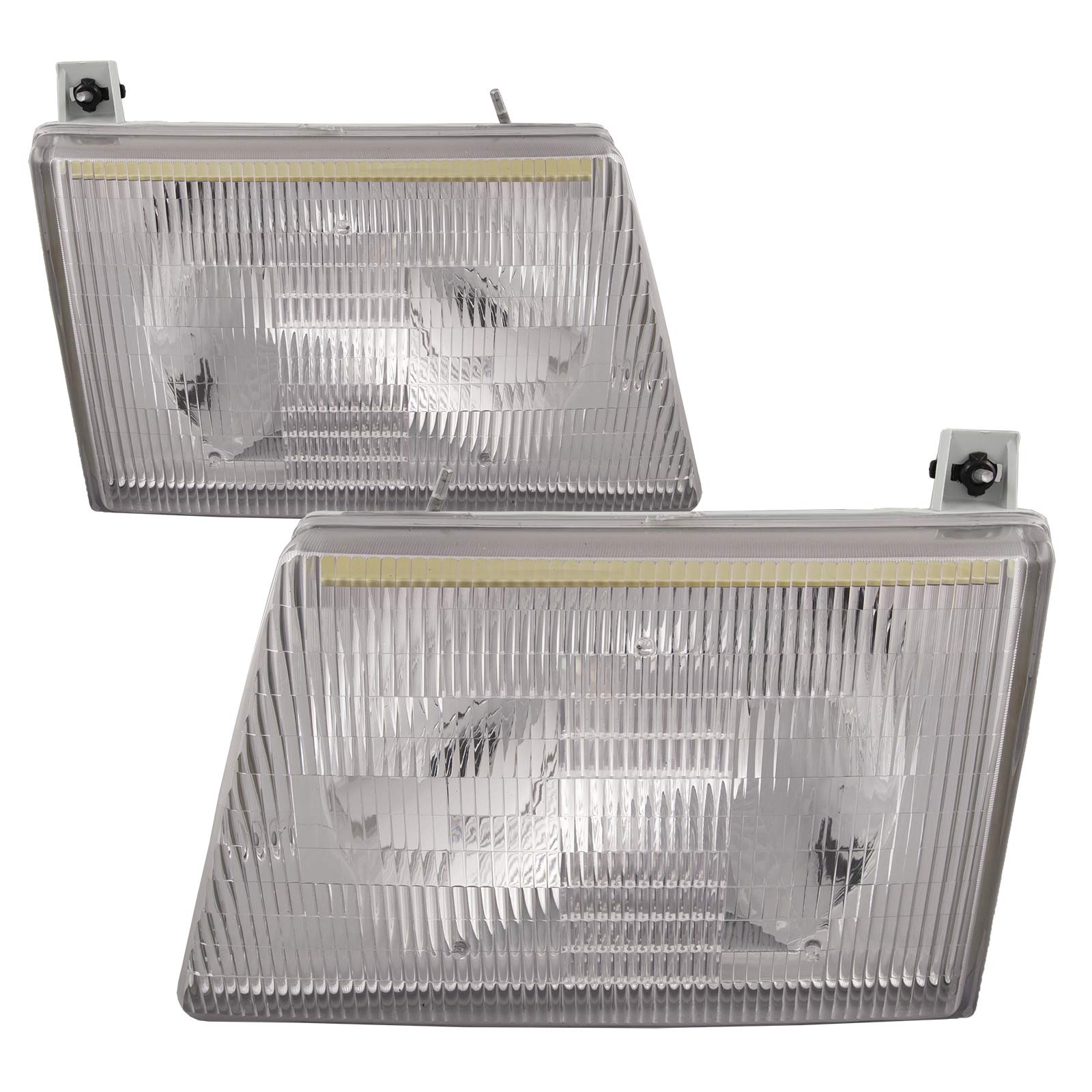 Ford E-Series Halogen Headlights - Chrome Housing (Left & Right) for Night Driving