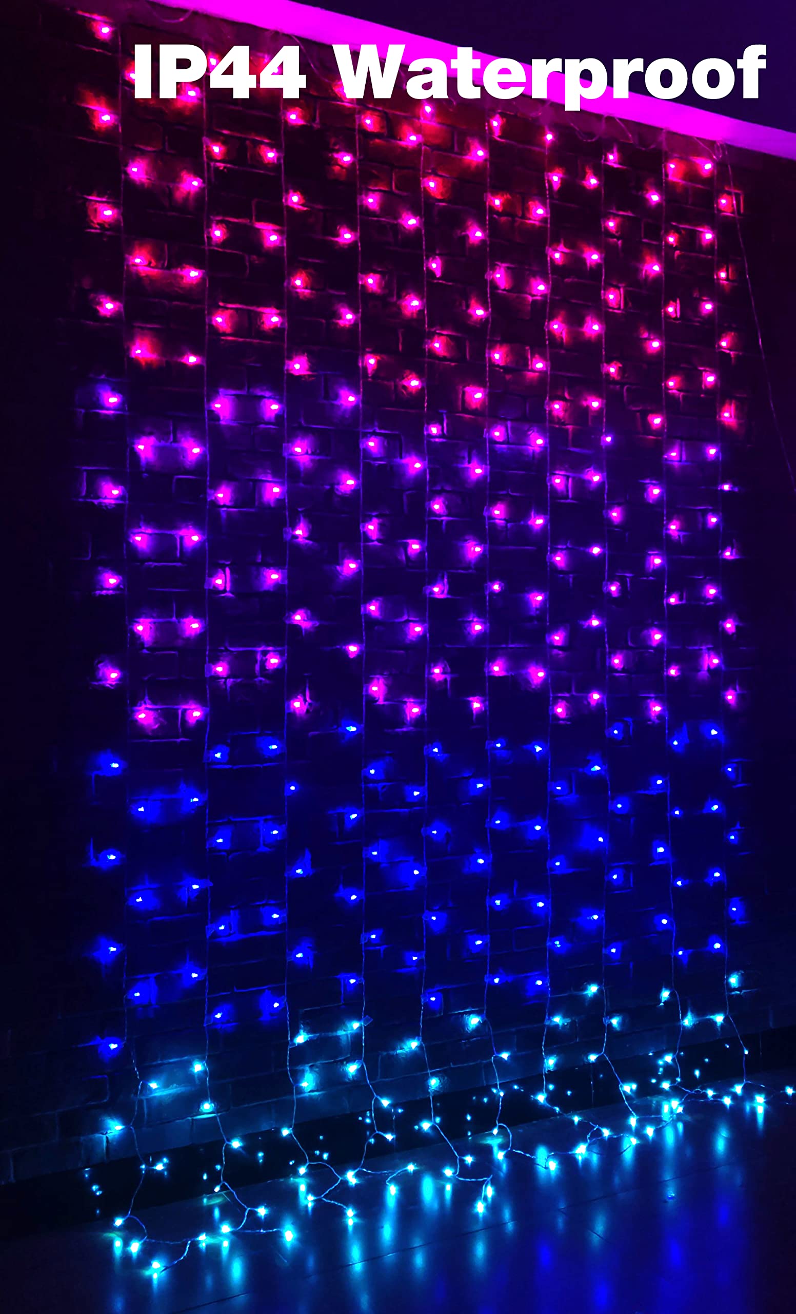 300 LED Plug-in Curtain Lights for Bedroom - 9.8x9.8ft Ombre Fairy String Lights with 8 Flashing Modes & Remote Control - Perfect for Teen Girls Room, Wall, Ceiling Decoration (Weddings, Parties, Christmas, Home Decor)
