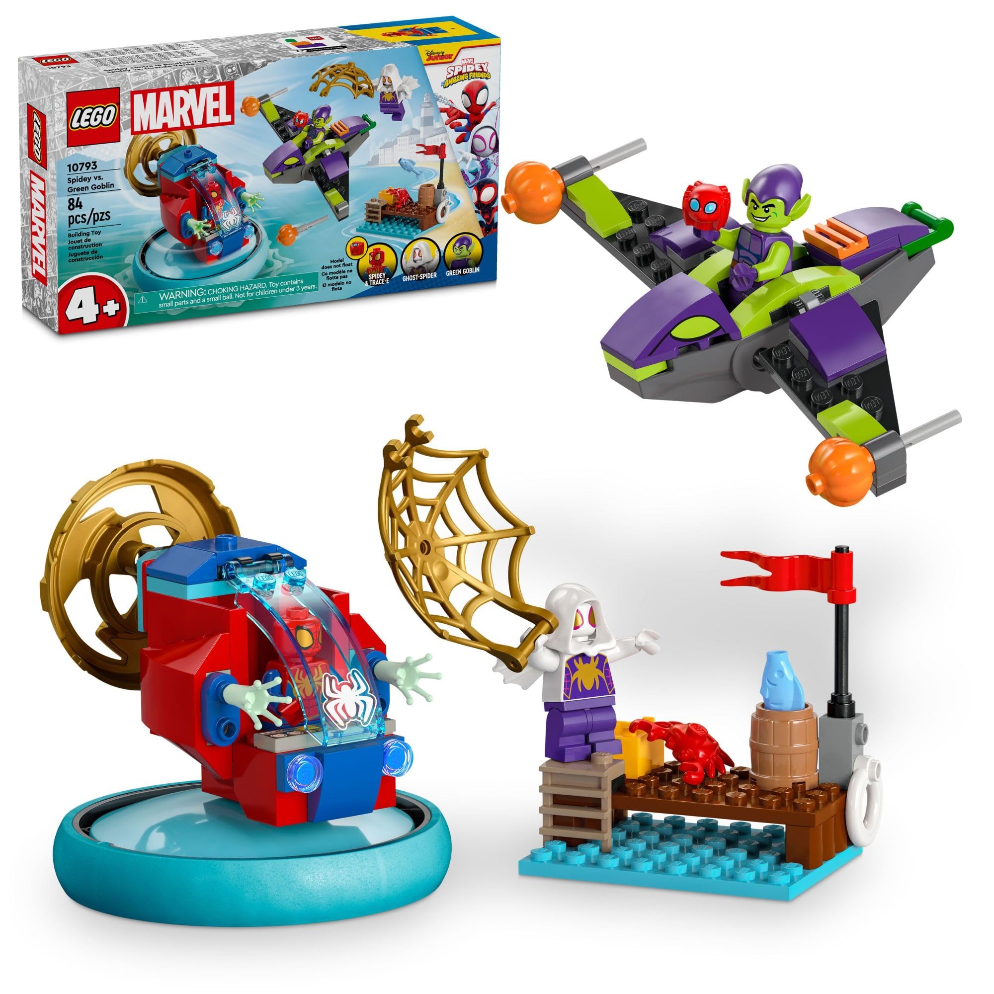 LEGO Marvel Spidey vs. Green Goblin Building Set - Super Hero Toy with Spider-Man & Green Goblin Minifigures - Marvel Action Playset for Kids Ages 4-6 (Set 10793) - Perfect for Creative Play & Superhero Battles