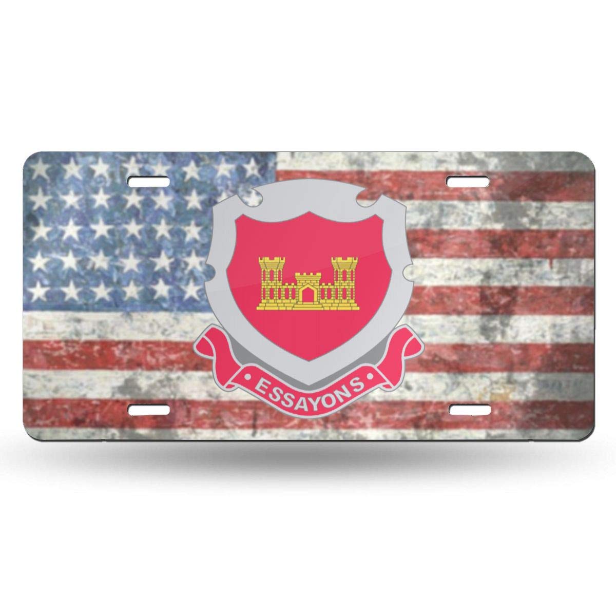 US Army Engineers Corps Insignia Aluminum License Plate - Personalized Car Decoration | Durable Metal Plate for Jeep, Truck & Vehicle Customization | Perfect for Military Enthusiasts & Veterans