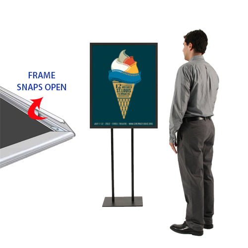 Double Pole Floor Stand 17x23 Sign Holder | 1 1/4