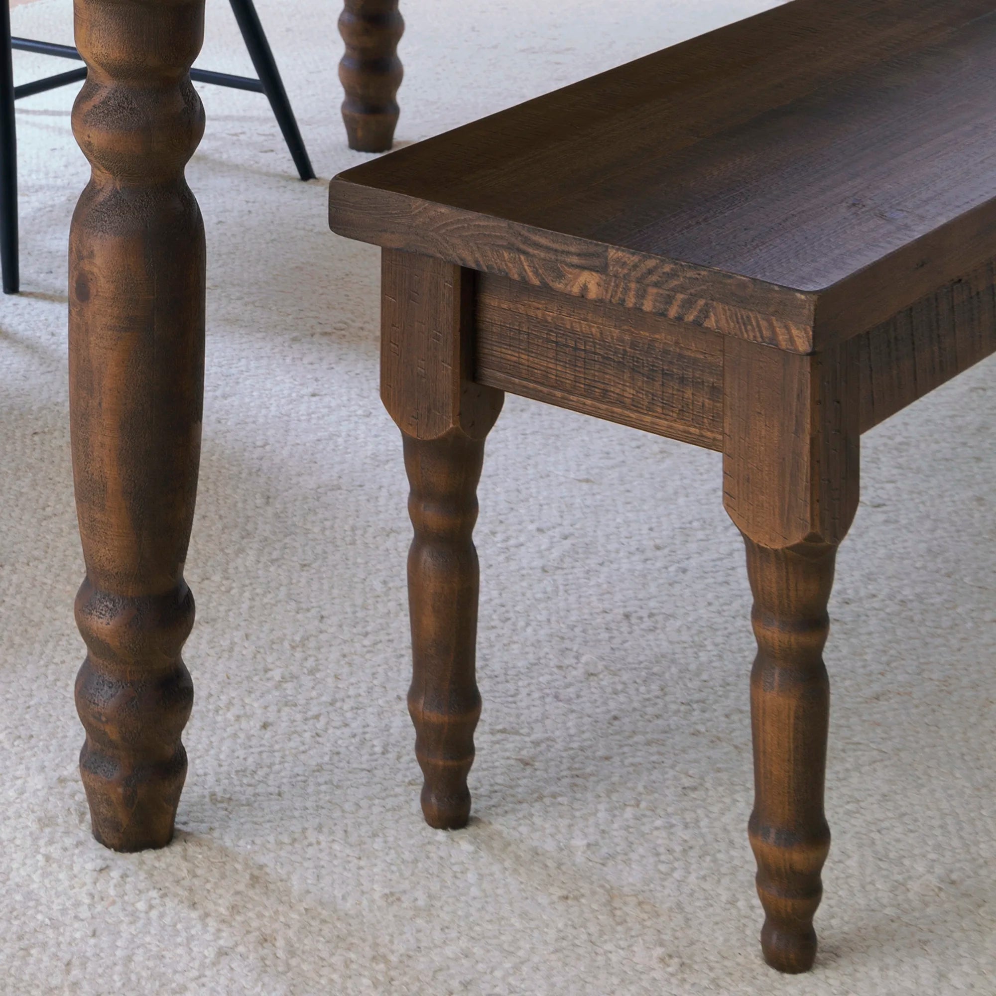 Valerie Solid Wood Bench - Rustic Entryway, Dining, or Bedroom Seating - Handcrafted Wooden Bench for Home Decor