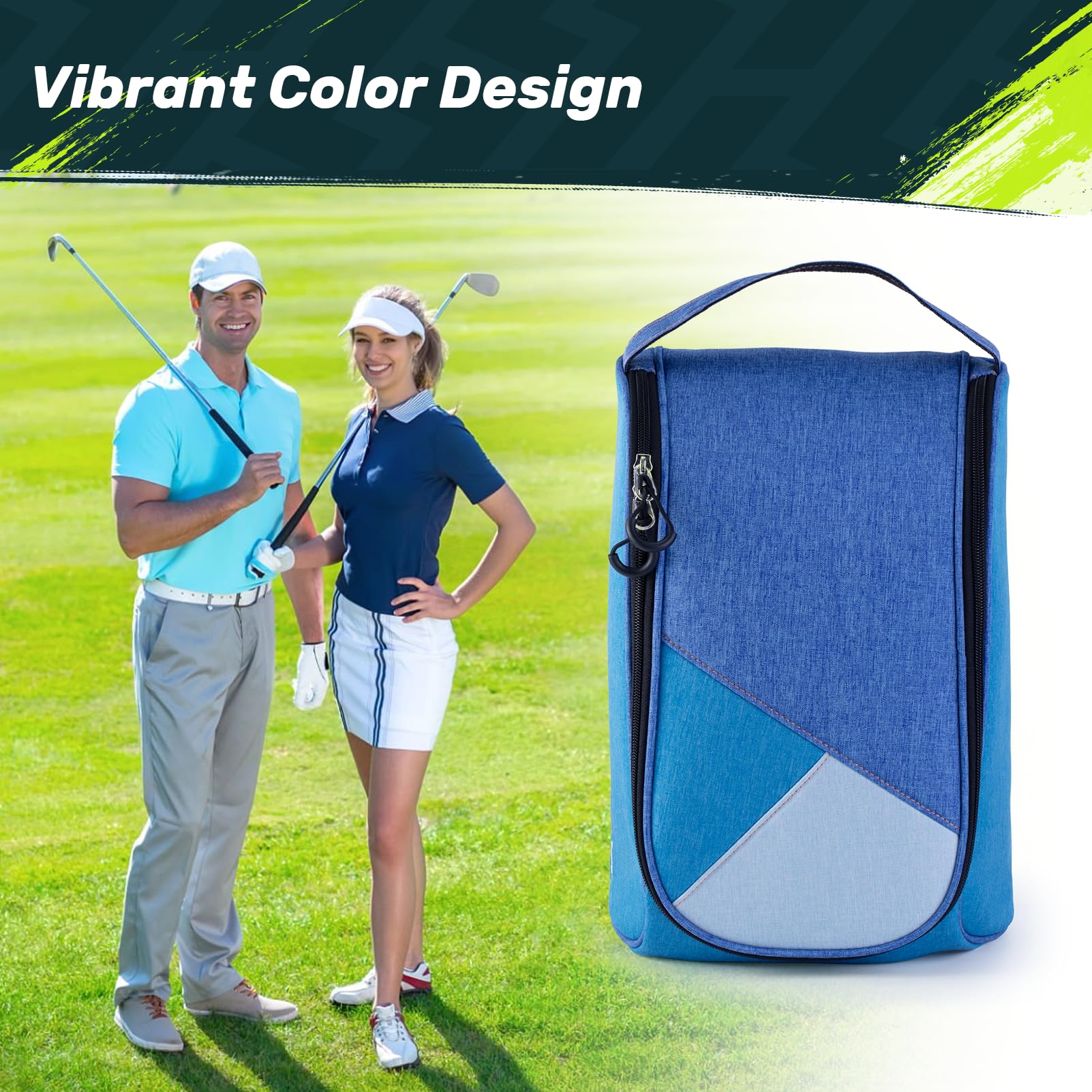 **SAPLIZE Soft Padded Golf Shoe Bag - Breathable Shoe Carrier with Ventilation Holes | Durable Sports Shoe Storage Organizer (Blue) | Perfect for Golf, Travel & Gym**