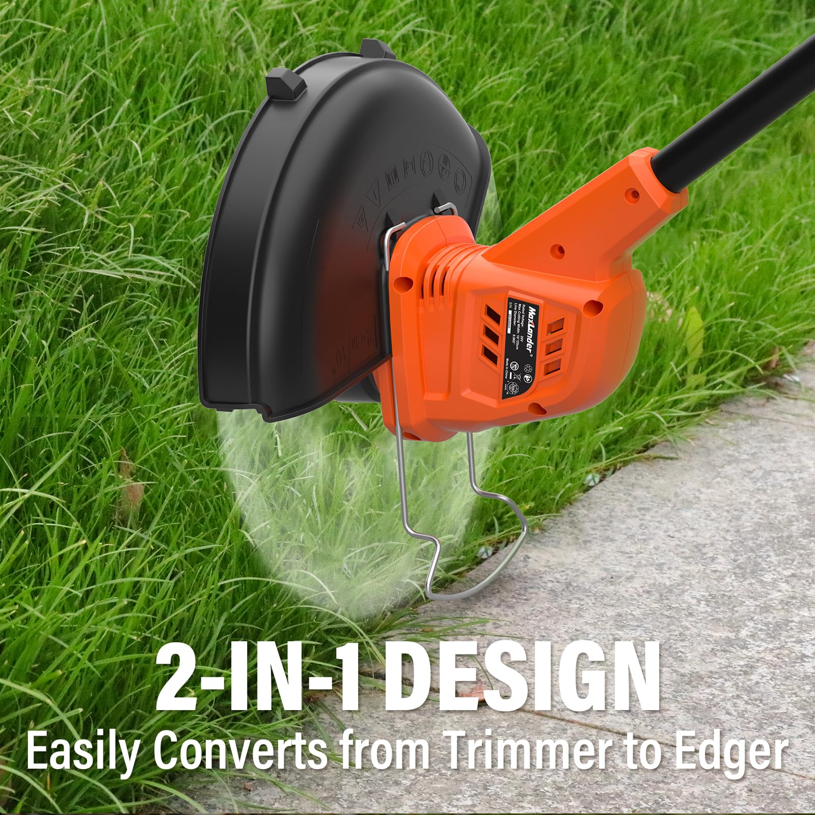 MAXLANDER 20V Cordless Weed Wacker - 10 Inch Lightweight Battery Powered String Trimmer & Edger with 8 Replacement Spool Trimmer Lines, Battery & Charger Included - Perfect for Lawn Care, Yard Maintenance & Garden Trimming
