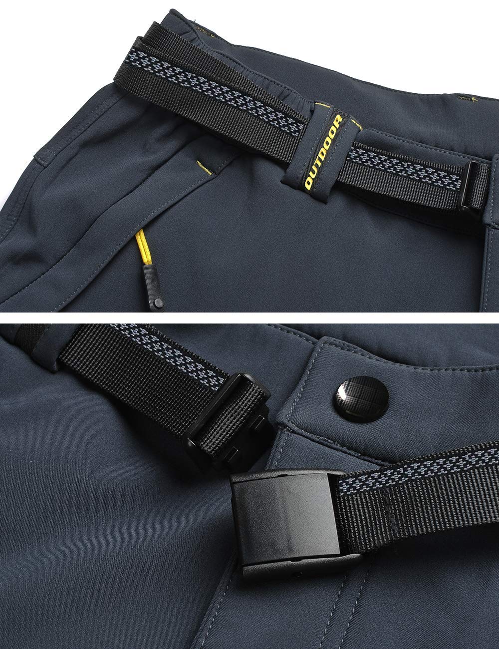 MAGCOMSEN Men's Winter Snow Ski Pants with 5 Zip Pockets - Fleece Lined Water Resistant Hiking Pants for Outdoor Activities & Cold Weather Adventures