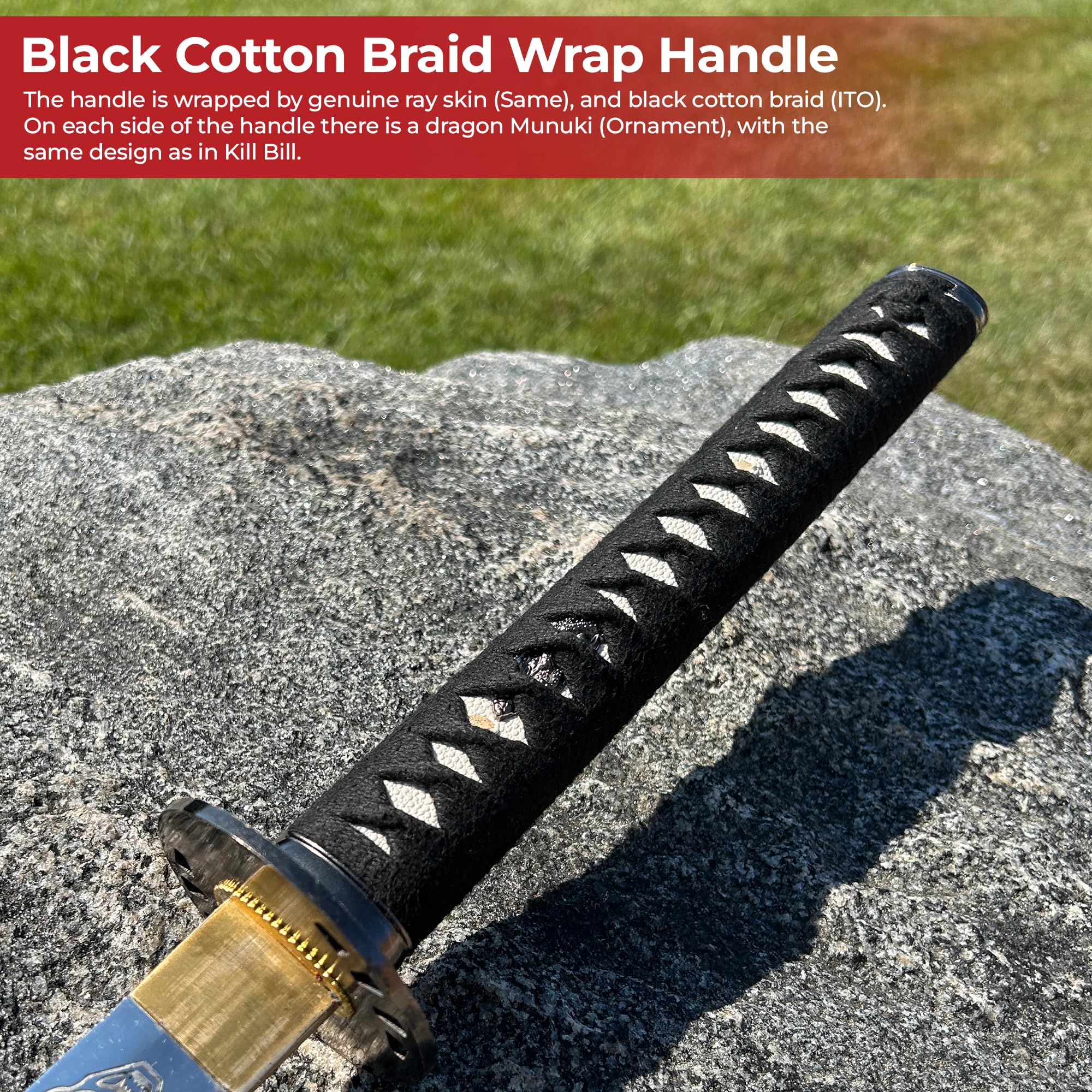 Kill Bill Hanzo Demon Sword - 1060 Carbon Steel Full Tang Katana - 29 Inch Razor Sharp Samurai Sword for Cosplay, Collection & Martial Arts Training