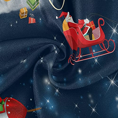 Wusikd Christmas Santa Space Reindeer Round Tablecloth - 60 Inch Outdoor Washable Polyester Table Cover with Umbrella Hole & Lace Trim - Perfect for Camping, Picnics, Patio Parties, BBQs, and Family Gatherings