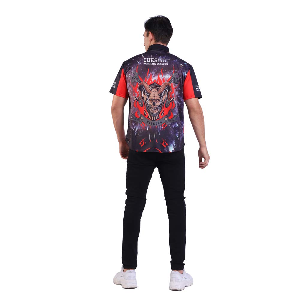 CUESOUL Men's & Women's Short Sleeve Casual Shirts - Breathable Athletic Dart Shirts for Professional Players | Perfect for Dart Tournaments, Practice & Outdoor Sports Activities